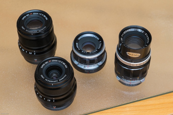 Old and new lenses for Fuji cameras.